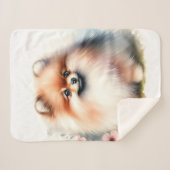 Couverture Sherpa Image d'aquarelle mignonne Pomeranian (Devant (Horizontal))