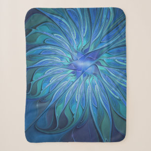 Couverture Sherpa Imaginaire Fleur Bleue Motif, Art Fractal Abstrait
