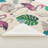 Couverture Sherpa Imaginaire tropical : Motif feuille Flamant rose (3/4)