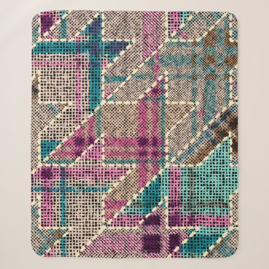 Couverture Sherpa Imitation du motif de patchwork indien avec textur (Devant)