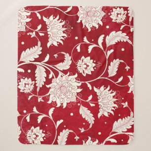 Couverture Sherpa Imitation porcelaine chinoise : peinture florale