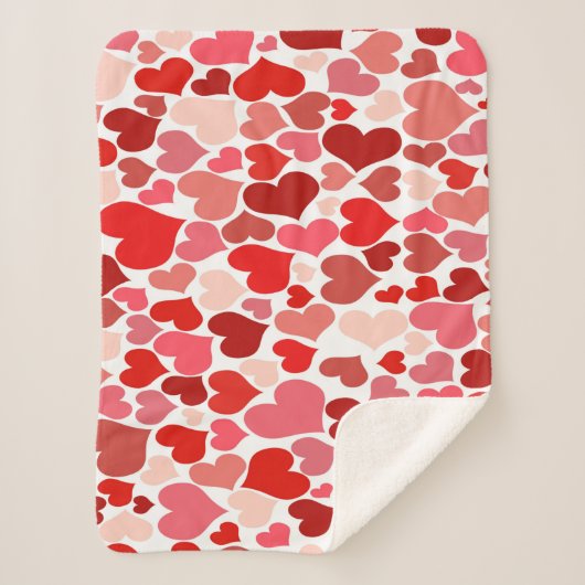 Couverture Sherpa Impression cardiaque rouge et rose (Devant)
