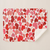 Couverture Sherpa Impression cardiaque rouge et rose (Devant (Horizontal))