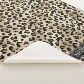 Couverture Sherpa Impression d'animal léopard avec nom et feuille d' (3/4)