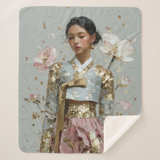Couverture Sherpa Impression d'art Hanbok moderne (Devant)