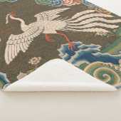 Couverture Sherpa Impression de broderie en soie blanche antique chi (3/4)