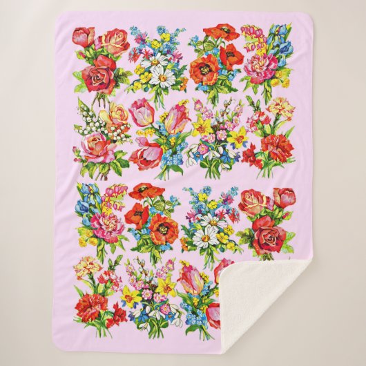 Couverture Sherpa impression de collection de fleurs florales épique (Devant)