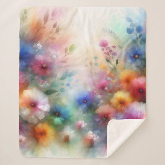 Couverture Sherpa Impression de fleurs aquarelles abstraites (Devant)