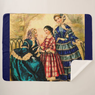 Couverture Sherpa Impression de planche de mode française de 1852
