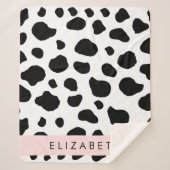 Couverture Sherpa Impression De Vache, Spots De Vache, Noir Et Blanc (Devant)