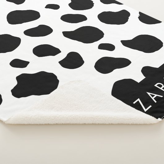 Couverture Sherpa Impression De Vache, Spots De Vache, Noir Et Blanc (3/4)
