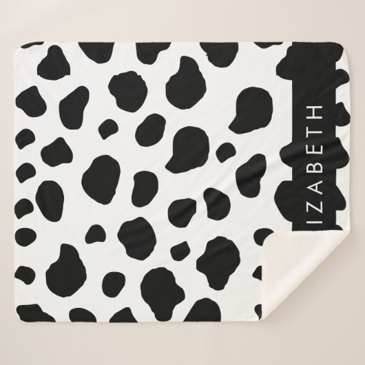 Couverture Sherpa Impression De Vache, Spots De Vache, Noir Et Blanc (Devant (Horizontal))