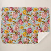 Couverture Sherpa Impression florale de style antique (Devant (Horizontal))