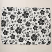 Couverture Sherpa Impression florale noire et blanche (Devant (Horizontal))