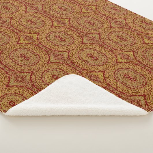 Couverture Sherpa Impression Mandala or en rouge (3/4)