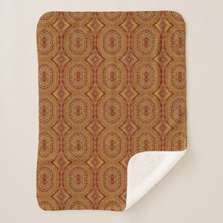 Couverture Sherpa Impression Mandala or en rouge