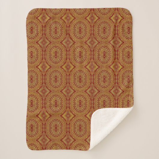 Couverture Sherpa Impression Mandala or en rouge (Devant)