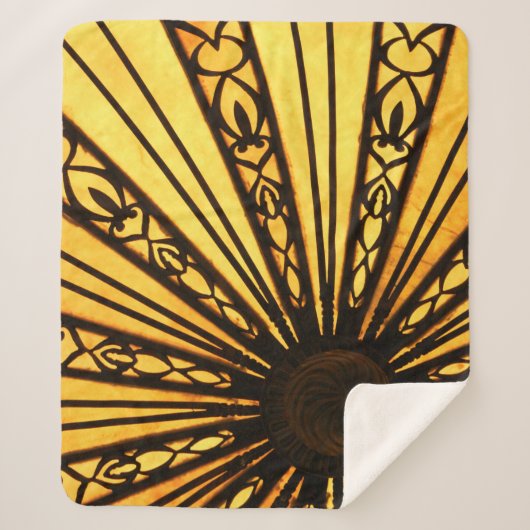 Couverture Sherpa Impression radiale jaune et noir (Devant)