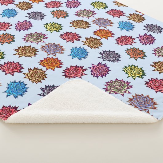 Couverture Sherpa Impression Rose pointillée, Modèle Floral Moderne (3/4)