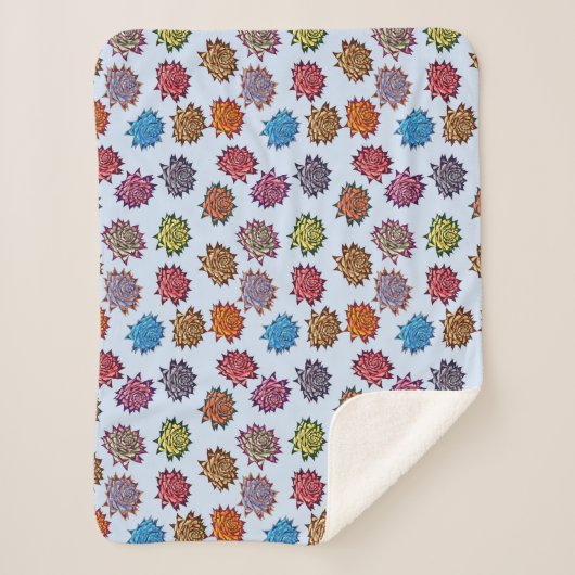 Couverture Sherpa Impression Rose pointillée, Modèle Floral Moderne (Devant)