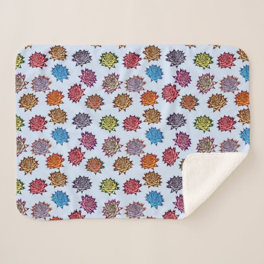 Couverture Sherpa Impression Rose pointillée, Modèle Floral Moderne (Devant (Horizontal))