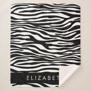 Couverture Sherpa Impression Zèbre, Grilles, Noir Et Blanc, Votre No