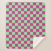 Couverture Sherpa Imprimé à carreaux rose et vert (Devant)