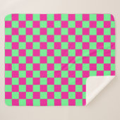 Couverture Sherpa Imprimé à carreaux rose et vert (Devant (Horizontal))