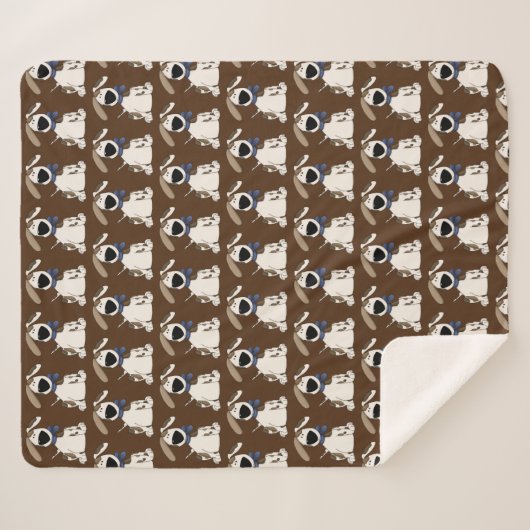 Couverture Sherpa imprimé chien mignon sur brun (Devant (Horizontal))