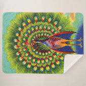 Couverture Sherpa imprimé de paon amusant (Devant (Horizontal))