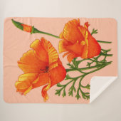 Couverture Sherpa imprimé de pavot orange en Californie (Devant (Horizontal))