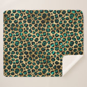 Couverture Sherpa Imprimé léopard glamour or et sarcelle (Devant (Horizontal))