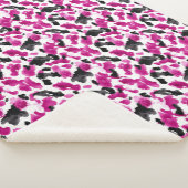 Couverture Sherpa Imprimé Vache Rose Noir Blanc   (3/4)