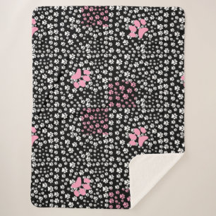 Couverture Sherpa Imprimez les pattes motif NS 01b. BG noir