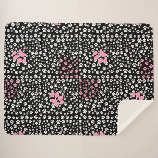Couverture Sherpa Imprimez les pattes motif NS 01b. BG noir (Devant (Horizontal))