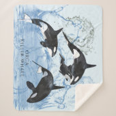 Couverture Sherpa Incroyable Orques d'aquarelle noire et blanche (Devant)