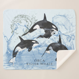 Couverture Sherpa Incroyable Orques d'Aquarelle noire et blanche