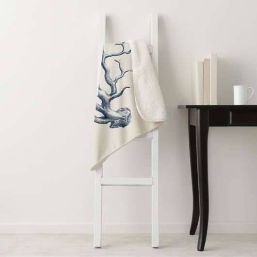 Couverture Sherpa Indigo Coral (En situation)