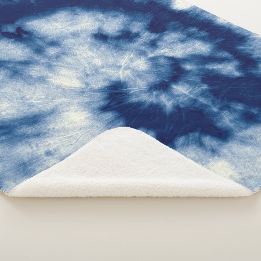 Couverture Sherpa Indigo Round. Teinture à tarte bohémienne. Psyched (3/4)