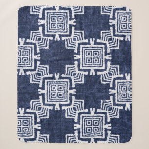 Couverture Sherpa Indigo tordu à damiers arrière - plan texturé.
