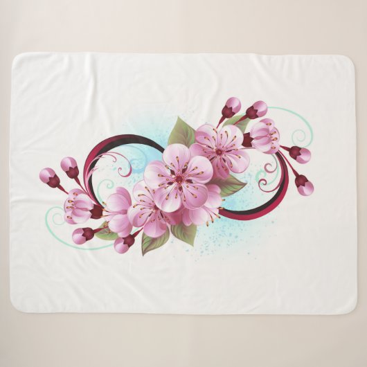 Couverture Sherpa Infinité avec les fleurs Sakura (Devant (Horizontal))