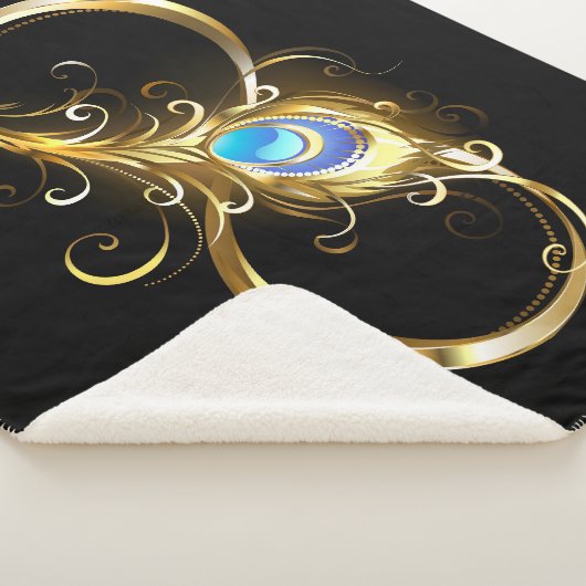 Couverture Sherpa Infinité avec plume de paon doré (3/4)