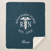 Couverture Sherpa Infirmière RN Médicale Caduceus Blue Graduation Mo (Devant)