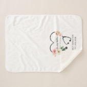 Couverture Sherpa Infirmière soignante Stethoscope Floral Promotion (Devant (Horizontal))