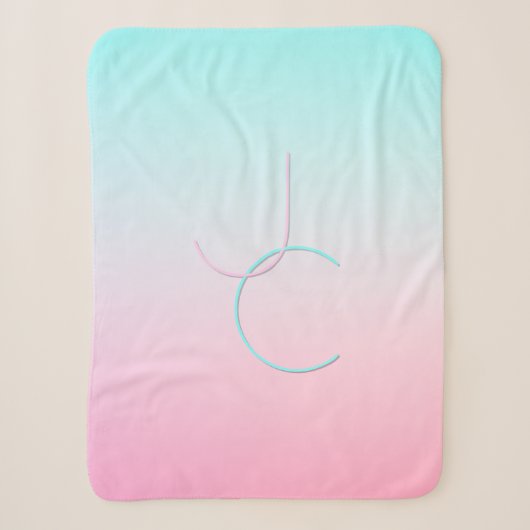 Couverture Sherpa Initiales 2 superposées Modernes | Turquoise Rose (Devant)