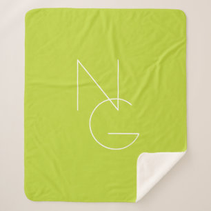 Couverture Sherpa Initiales de chevauchement modernes 2 Lime vert