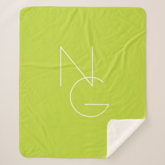 Couverture Sherpa Initiales de chevauchement modernes 2 | Lime vert (Devant)