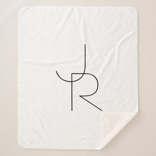 Couverture Sherpa Initiales de chevauchement modernes 2 | Noir en bl (Devant)