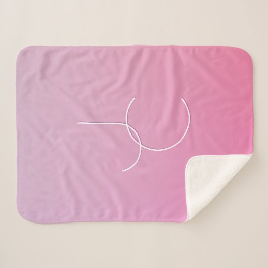 Couverture Sherpa Initiales de chevauchement modernes 2 | Ombre rose (Devant (Horizontal))