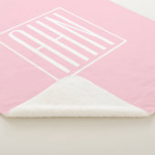 Couverture Sherpa Initiales Monogramme | Blanc Sur Rose Clair (3/4)